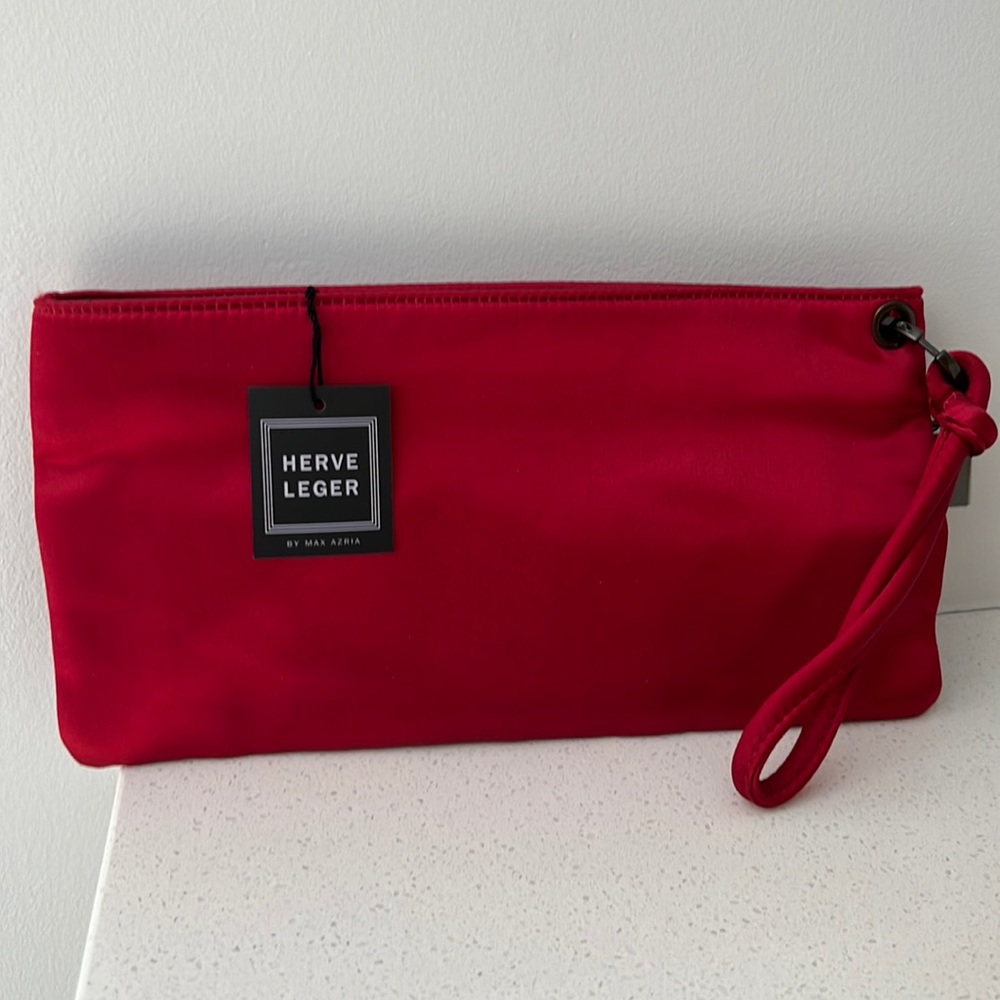 NWT Herve Leger red clutch